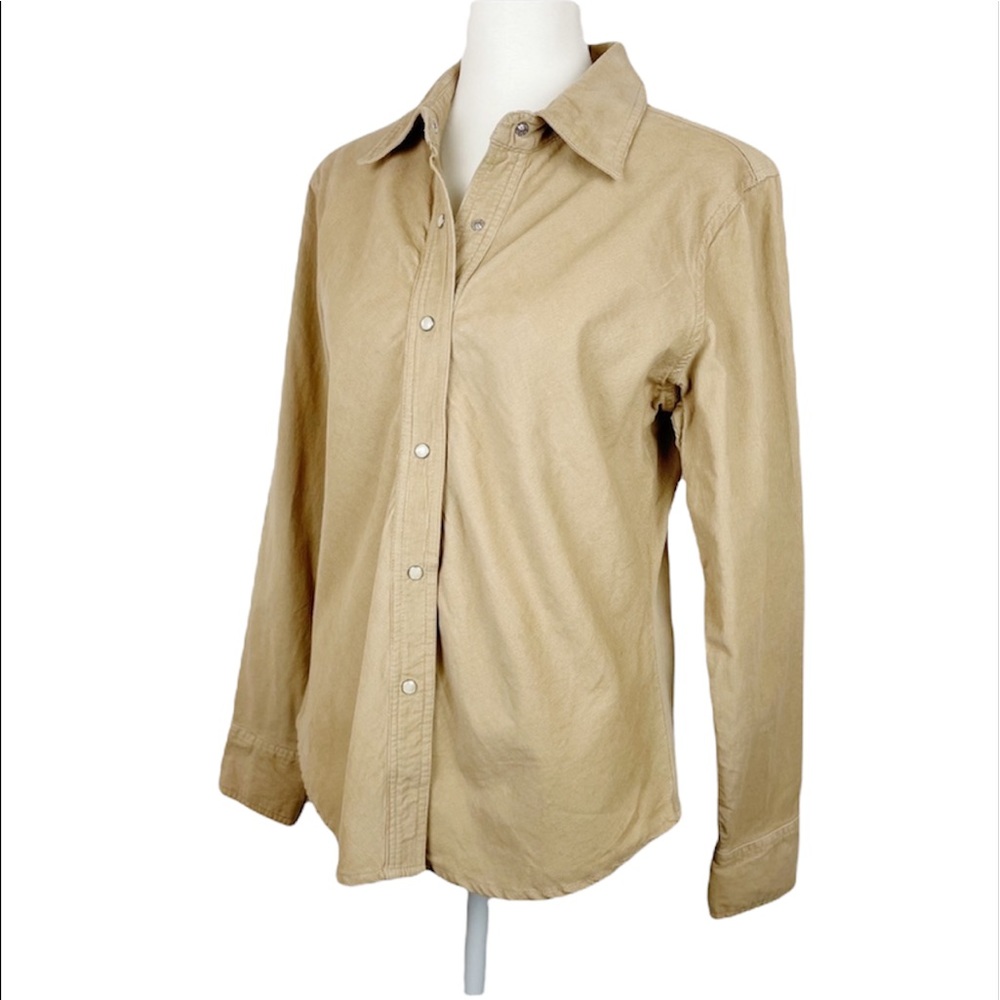 Western Corduroy Shirt Cotton Pearl Button Down Rodeo Shirt Size Small Tan NWT